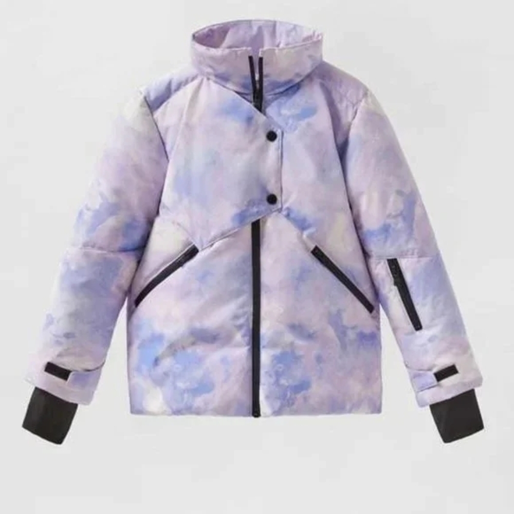 Zara Kids Purple Tye Die Winter Ski Jacket Thumb Hole Sleeve Size 9